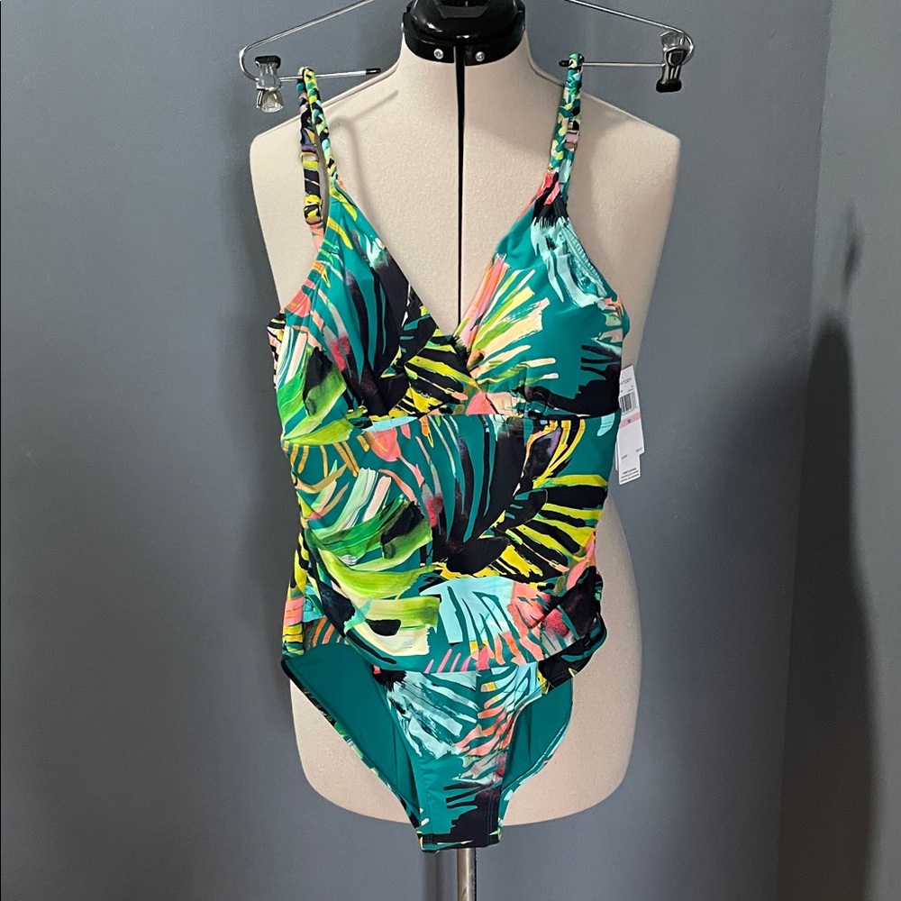 Jantzen Multicolor Tropical Print One Piece Swimsuit Size-10 NWT